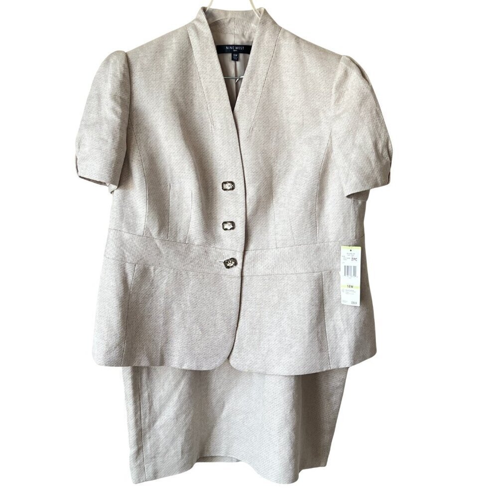 Women's Nine West 2-Piece Linen Skirt Suit, 18W